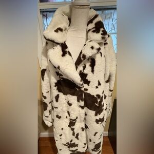 Wild Thoughts Women's Faux Fur Cow Print Coat